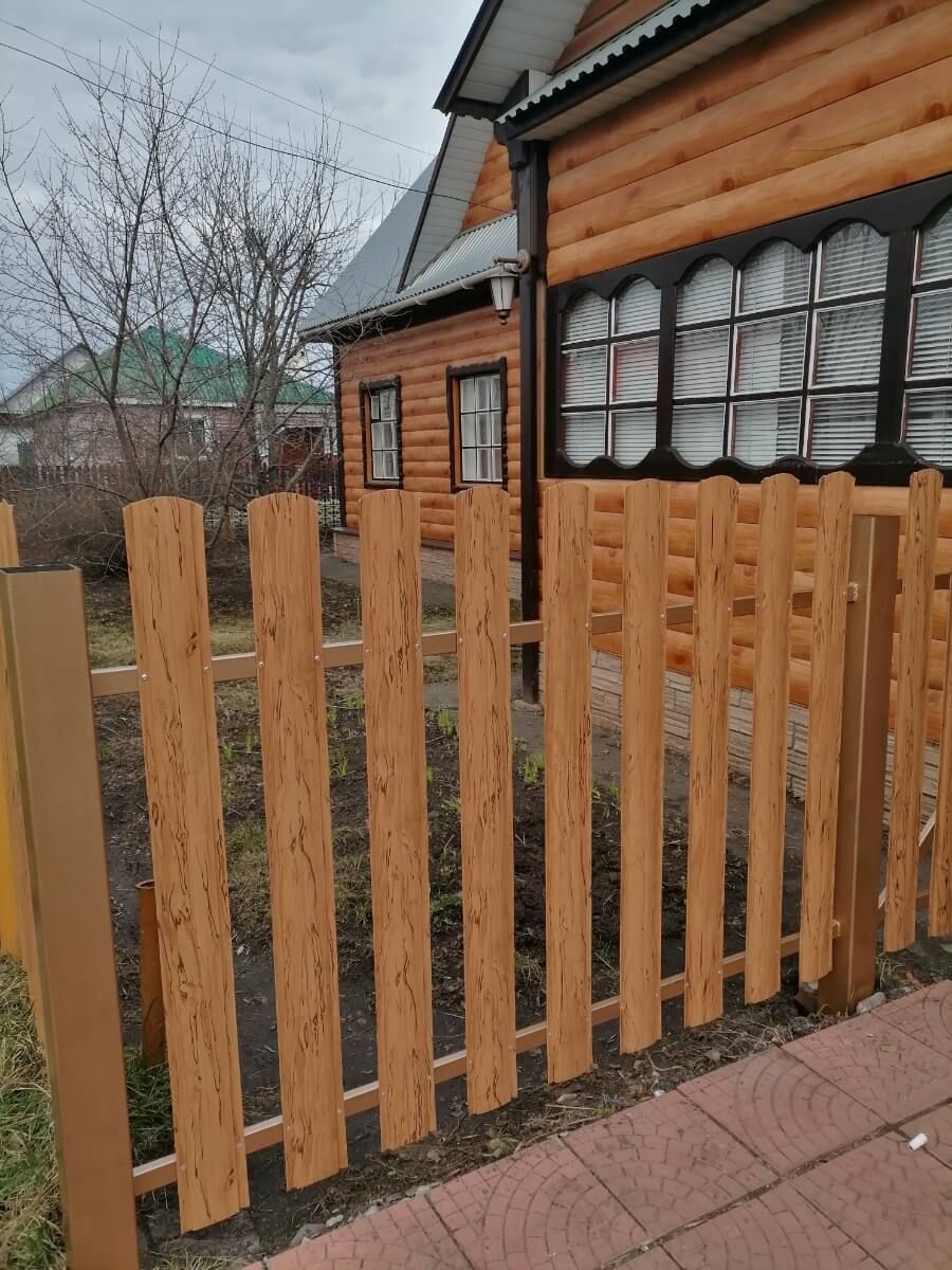 Забор из металлического штакетника 19м Кипарис 2xPrintech двусторонний в Казахстане