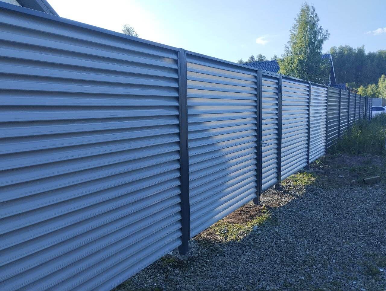 Забор из ламелей еврожалюзи 20м RAL7004 Серый в Казахстане