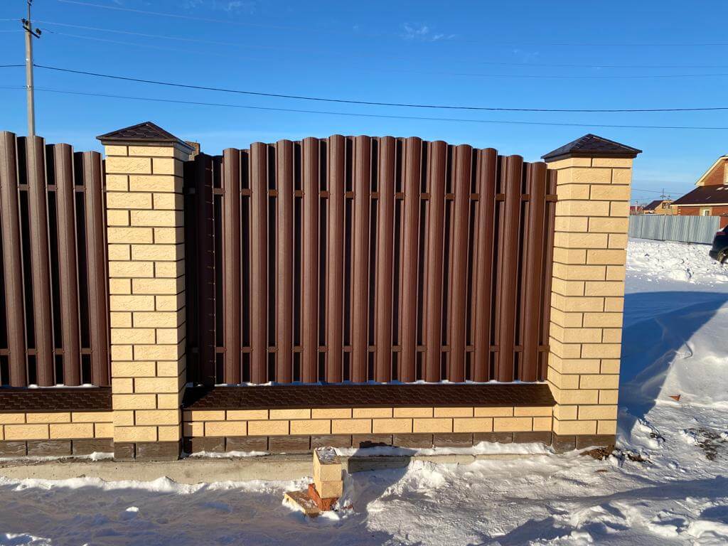 Забор из евроштакетника 57м RAL8017/8017 Шоколад двухсторонний МАТТЕ в Казахстане